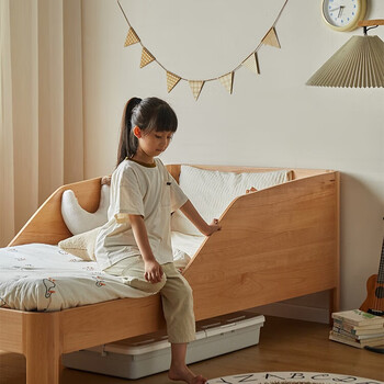 Nigoni fruit wood children's bed customizable children's bed single bed boy and girl princess bed with guardrail splicing bed 180*100 (naked bed)