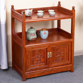 Yisheng tea cabinet solid wood small tea cabinet office tea cabinet home living room shelf storage cabinet kitchen sideboard a style yellow 60/35/75