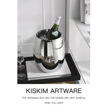 Kis kim european-style stainless steel ice bucket bar wine frame internet celebrity small ice bucket home commercial creative high-value champagne bucket ornaments dis ice bucket