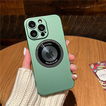 Suitable for skin-feel matte magnetic suction apple 14promax mobile phone case iphone15pro exposed label with lens film dustproof 1312pm full package missing label magnetic suction, matte texture canolin green iphone 15 pro max