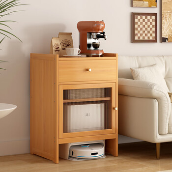 Bamboo yijia living room tv side cabinet sofa corner sweeping robot storage cabinet multi-layer floor-standing storage rack fish tank rack original color