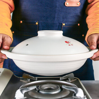 Kangshu fish casserole household large-capacity high-temperature-resistant ceramic shallow pot dry-cooked non-cracking braised chicken special casserole 2600ml (3-5 people) white shallow pot/large capacity