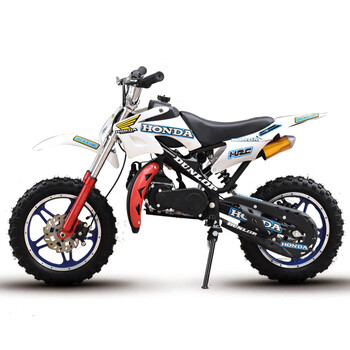 Langchuang (langchuang) two-stroke children's motorcycle pull start motorcycle off-road vehicle entertainment adult mini racing fuel model enlarged wheels and off-road tires white