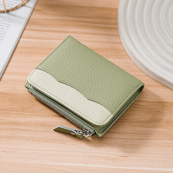 Woodpecker (tucano) light luxury small wallet women's genuine leather japanese coin purse rfid anti-degaussing card holder coin short style simple cowhide card light green