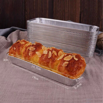 2320 baking bread tin foil tray 2317 mold barbecue box high temperature resistant aluminum foil box with lid aluminum foil tray 2320 tin foil box about 80g dough 50 pieces