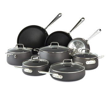 All-clad hard anodized non-stick cookware set, 13 pieces, aluminum, suitable for induction stoves, anti-stick and easy to clean