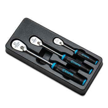 Capri tools 90-tooth fine ratchet wrench set 3 pieces 6mm 9mm 12mm drive