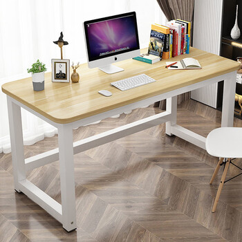 Weimandi computer desk home desktop study desk writing desk simple bedroom table workbench long table thickened light wood color surface + white frame length 120* width 60* height 74cm