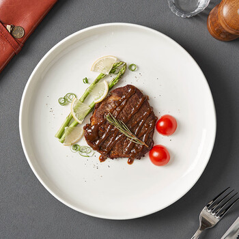 Youlaifu ceramic western dinner plate 10-inch premium simple white steak dinner plate pasta salad plate 1 piece