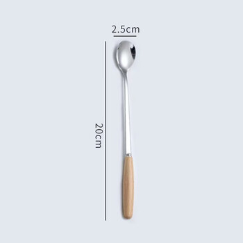 Huishangjia creative beech wood western steak knife, fork and spoon stainless steel wooden handle tableware soup spoon round spoon spoon set ice spoon