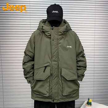 Jeep jeep down jacket men's winter warm casual work jacket men's fashion brand clothes men's military green 4xl