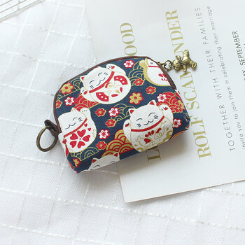 Shu guo er small wallet short korean version cute small fresh coin purse women's mini school 104 blue cat-small size with compartments