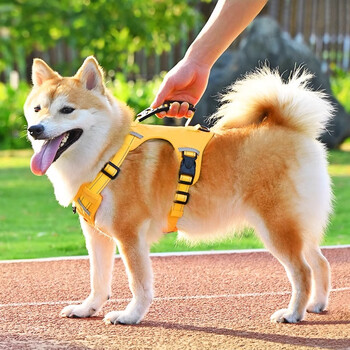 No pet harness dog walking rope leash corgi teddy medium dog puppy vest type explosion-proof rope yellow (excluding rope) l recommended within 29-40 jin