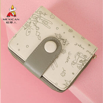 Scarecrow 2024 new wallet women's fashion creative design girls' wallet cute genuine leather coin purse card holder light green