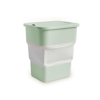 Vehicle-mounted multifunctional folding trash can for wet umbrellas in the car for self-driving camping and car washing, portable lidded trash can, light green, medium size with lid + 1 roll of garbage bag