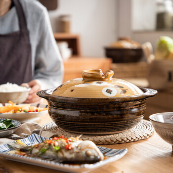 Wandiyaki japanese-style clay pot household earthen pot gas open flame clay pot rice special pot soup casserole hot pot stew soup pot stone pot chaoyan no. 8 pot (3-5 people can stew pigeons) 3.5l