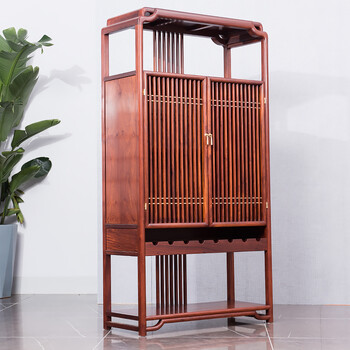 Xunqin pavilion mahogany furniture burmese rosewood (scientific name: daguo rosewood) living room wine cabinet solid wood entrance cabinet partition cabinet new chinese style sideboard multi-functional cupboard and bowl preparation cabinet wine cabinet single 98*40*184cm