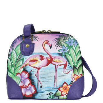Anna by anuschka leather three-compartment shoulder bag, tropical flamingo tropical flamingo one size