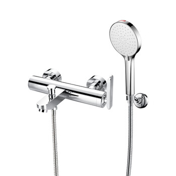 Inax bathroom bathtub faucet, triple hot and cold faucet, lift rod, simple mixing valve, shower head, basic all-copper body - 5-function handheld -