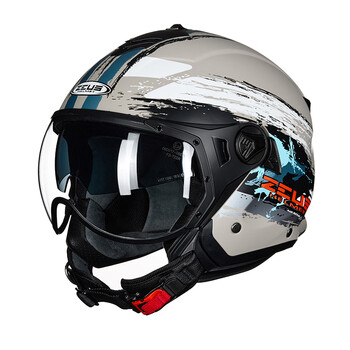 Ruishi ruishi helmet men's and women's four-season universal motorcycle half helmet double lens large size summer three-quarter helmet g004 lightning zeus matt gray white (short lens) l (57-58 head circumference)