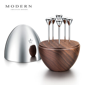 Modern nordic creative cake fruit picks stainless steel ins style light luxury fruit fork cocktail picks gift egg-shaped fruit picks