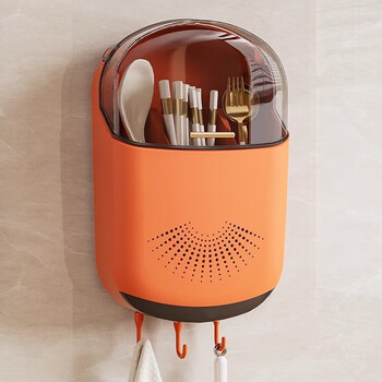 Binna high-end new chopstick storage box wall-mounted household chopstick tube kitchen chopstick spoon storage rack chopstick basket chopstick cage multi-functional chopstick cage - vibrant orange
