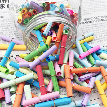 Jingji colorful wishing paper mini wishing pool note wishing bottle blessing message small paper strip with metal ring love letter paper letter paper 3*6cm mixed color 100 pieces