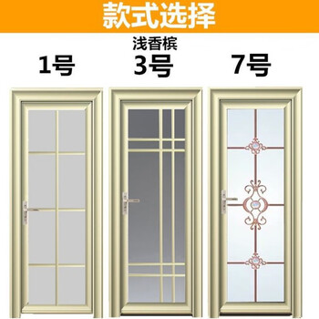 Meikejie single and double edged titanium magnesium aluminum alloy toilet bathroom double tempered glass door toilet kitchen bathroom swing door champagne gold a left inner opening + door handle on the right 08 197x67