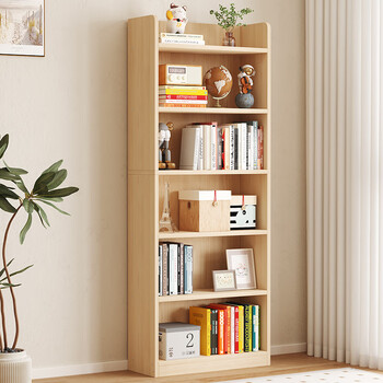 Coolin solid wood bookshelf floor-standing bookcase multi-layer storage rack household storage storage rack living room small cabinet 6-layer widening
