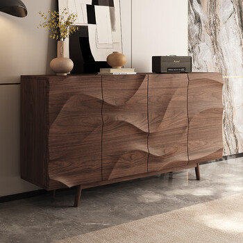 Jiaaishi all solid wood sideboard mid-century style walnut partition cabinet retro new chinese style villa living room storage cabinet entrance cabinet 1.5 sideboard four doors 150*40*90