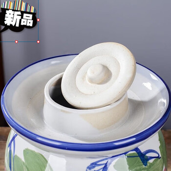 Jieyunmao ceramic pickle jar home thickened earthenware sealed jar sichuan pickles pickle jar small pickle jar lotus 3 catties water pickle jar 1ml