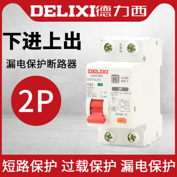 Leakage protection switch dz47sles2p leakage protection 220v lower in and upper out small volume circuit breaker 2p 63a