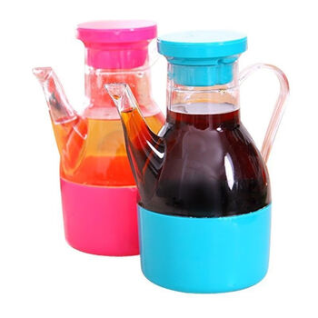 Enshou oil pot kitchen household plastic oil tank soy sauce bottle vinegar pot printed small seasoning oil bottle multi-function oil pot large size 500ml 1 pack