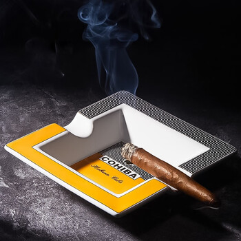 Bar soul whiskey bar special ashtray large fashionable yellow and black cohiba european cigar ashtray cohiba square