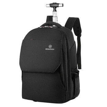 Weishengda casual trolley bag, travel bag, trolley backpack, business travel large capacity backpack, can be carried and pulled, black 19 inches, can be boarded