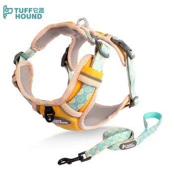 Tuff hound dog harness and traction rope, explosion-proof dog leash, suitable for small, medium and large dogs, cats and dogs, harness + traction rope, yellow xl (chest circumference 73-105cm, recommended 45-90 catties)