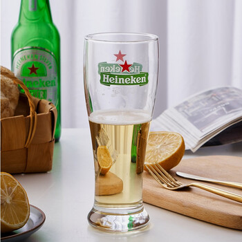 Valentine household beer cup commercial glass wine cup bar high-end craft cup waist type heineken beer cup 425ml 1 piece