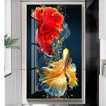 Kecss lucky koi cross stitch 2025 new line embroidery living room full embroidery entrance hall vertical version handmade embroidery more than every year cotton thread 50*70cm medium grid 3 strands