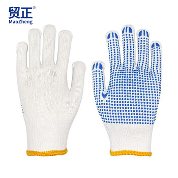 Maozheng labor protection gloves 10 pairs cotton thread dispensing anti-slip wear-resistant thickening industrial workers labor protection blue dot beads genuine licensed products