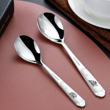 Hesinly 316l stainless steel spoon children's soup spoon thickened table spoon small eating coffee stirring spoon 1 large round spoon 18cm long zodiac ox