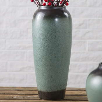 Jingdezhen ceramic jar american retro dried flower water vase living room decoration tv cabinet light luxury flower arrangement large size (height 34cm mouth 9 width 16)