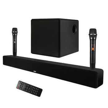 Maichao tv karaoke echo wall speaker microphone set smart projector home ktv singing home wireless microphone long sound equipment black echo wall + wireless dual microphone + black subwoofer