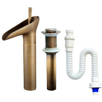 Neolithic stone age p14 antique all-copper faucet, bronze retro art wine glass faucet, bronze waterfall basin faucet, wine glass faucet + p12 drain + p26 drain pipe, all copper