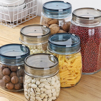 Bobenjia food grade sealed glass jar storage bottle wine pickle jar tea honey empty storage box storage with lid - 4 pieces 500ml popular set