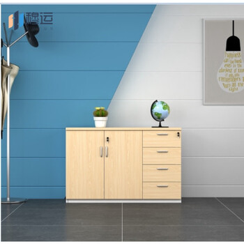 Mu yun office file low cabinet wooden long low cabinet information cabinet drawer tea cabinet locker floor cabinet partition cabinet bookcase (delivered to your door) 1200*400*800 two doors and four drawers