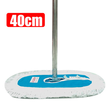 Lingdu cotton gauze floor dust mop push flat large mop one mop thickened stainless steel rod replacement mop head thickened 40cm with thickened stainless steel rod/set