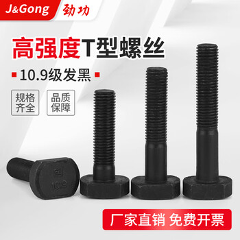 Jinggong (jinggong) grade 10.9 t-shaped screw t-shaped bolt screw groove mold plate screw gb37m18m20-m30 grade 10.9 m18*170 (1 piece)