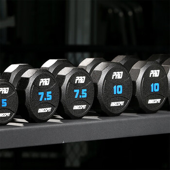 Massfit pro fixed pu dumbbell men's fitness home fixed value commercial dumbbell rack personal training 12-sided environmentally friendly tasteless dumbbell pu dumbbell 5kg*2 pieces