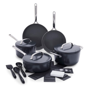 Greenpan 14-piece stainless steel ceramic non-stick cookware set, suitable for induction cookers and ovens