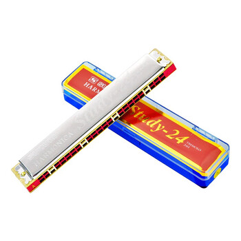 Suzuki (suzuki) 24-hole polyphonic harmonica study-24 students use classroom teaching beginners c key adult self-study entry-level instrument 24 holes a key silver + leather case